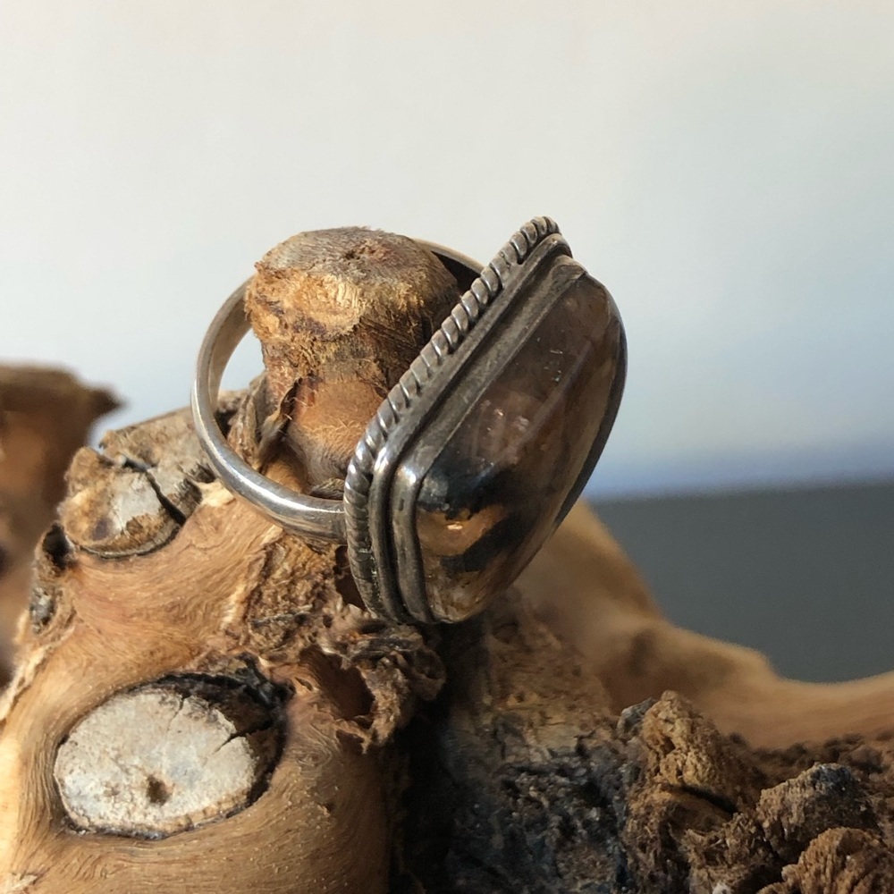 Sterling 925 Silver Ring with Stone Inlay-Labradorite? SZ-8 - Picture 3 of 12